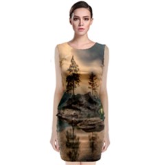 Nature Waters Lake Island Landscape Thunderstorm Classic Sleeveless Midi Dress by Jancukart