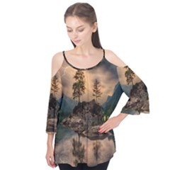 Nature Waters Lake Island Landscape Thunderstorm Flutter Tees