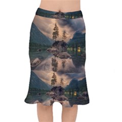 Nature Waters Lake Island Landscape Thunderstorm Short Mermaid Skirt