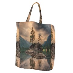 Nature Waters Lake Island Landscape Thunderstorm Giant Grocery Tote by Jancukart