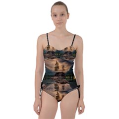 Nature Waters Lake Island Landscape Thunderstorm Sweetheart Tankini Set