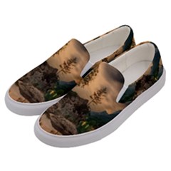 Nature Waters Lake Island Landscape Thunderstorm Men s Canvas Slip Ons