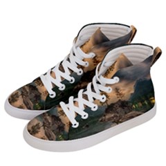 Nature Waters Lake Island Landscape Thunderstorm Men s Hi-top Skate Sneakers