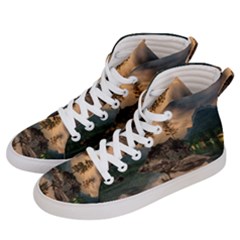 Nature Waters Lake Island Landscape Thunderstorm Women s Hi-top Skate Sneakers by Jancukart