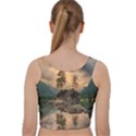 Nature Waters Lake Island Landscape Thunderstorm Velvet Racer Back Crop Top View2