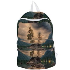 Nature Waters Lake Island Landscape Thunderstorm Foldable Lightweight Backpack