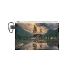 Nature Waters Lake Island Landscape Thunderstorm Canvas Cosmetic Bag (small) by Jancukart