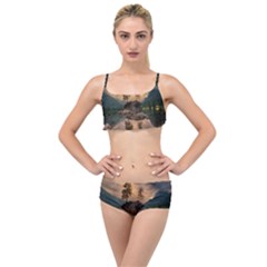 Nature Waters Lake Island Landscape Thunderstorm Layered Top Bikini Set