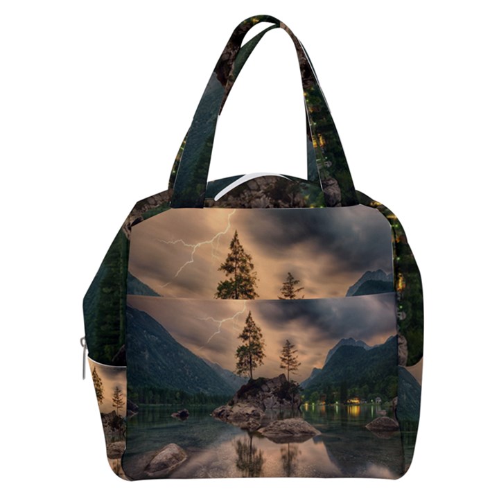 Nature Waters Lake Island Landscape Thunderstorm Boxy Hand Bag