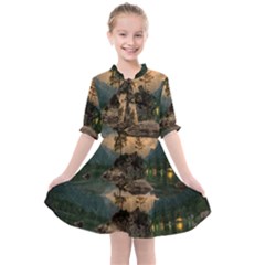 Nature Waters Lake Island Landscape Thunderstorm Kids  All Frills Chiffon Dress