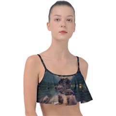 Nature Waters Lake Island Landscape Thunderstorm Frill Bikini Top