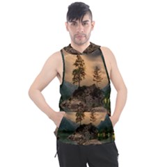 Nature Waters Lake Island Landscape Thunderstorm Men s Sleeveless Hoodie by Jancukart