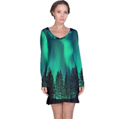 Aurora Northern Lights Phenomenon Atmosphere Sky Long Sleeve Nightdress