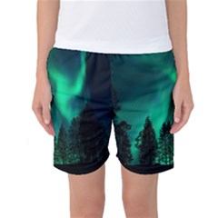 Aurora Northern Lights Phenomenon Atmosphere Sky Women s Basketball Shorts