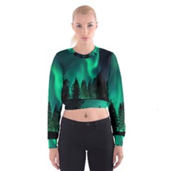 Aurora Northern Lights Phenomenon Atmosphere Sky Cropped Sweatshirt