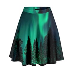 Aurora Northern Lights Phenomenon Atmosphere Sky High Waist Skirt