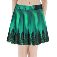 Aurora Northern Lights Phenomenon Atmosphere Sky Pleated Mini Skirt by Jancukart