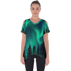 Aurora Northern Lights Phenomenon Atmosphere Sky Cut Out Side Drop Tee