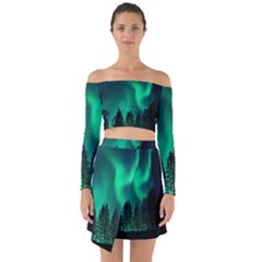 Aurora Northern Lights Phenomenon Atmosphere Sky Off Shoulder Top With Skirt Set by Jancukart