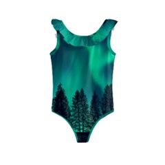 Aurora Northern Lights Phenomenon Atmosphere Sky Kids  Frill Swimsuit by Jancukart