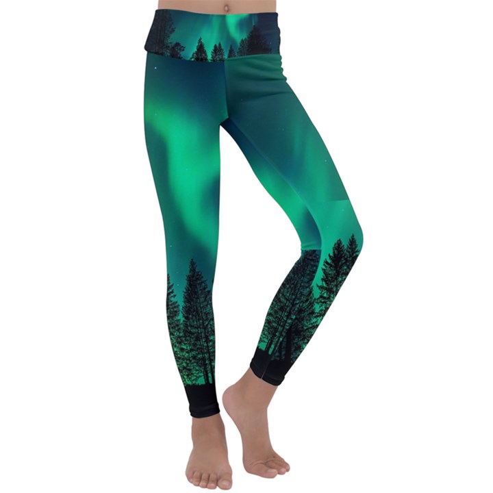 Aurora Northern Lights Phenomenon Atmosphere Sky Kids  Lightweight Velour Classic Yoga Leggings