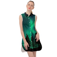 Aurora Northern Lights Phenomenon Atmosphere Sky Sleeveless Shirt Dress