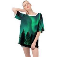 Aurora Northern Lights Phenomenon Atmosphere Sky Oversized Chiffon Top by Jancukart