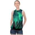 Aurora Northern Lights Phenomenon Atmosphere Sky High Neck Satin Top View1