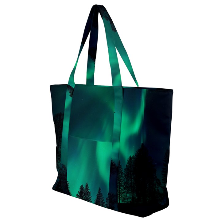 Aurora Northern Lights Phenomenon Atmosphere Sky Zip Up Canvas Bag