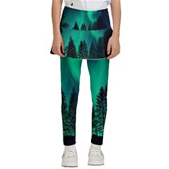 Aurora Northern Lights Phenomenon Atmosphere Sky Kids  Skirted Pants by Jancukart