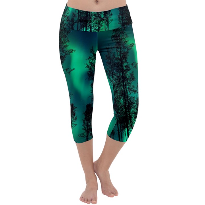 Aurora Northern Lights Celestial Magical Astronomy Capri Yoga Leggings