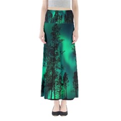 Aurora Northern Lights Celestial Magical Astronomy Full Length Maxi Skirt