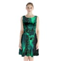 Aurora Northern Lights Celestial Magical Astronomy Sleeveless Waist Tie Chiffon Dress View1