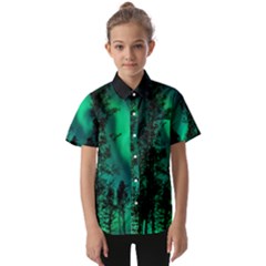 Aurora Northern Lights Celestial Magical Astronomy Kids  Short Sleeve Shirt by Jancukart