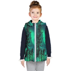 Aurora Northern Lights Celestial Magical Astronomy Kids  Hooded Puffer Vest