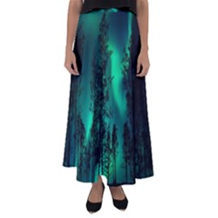 Aurora Northern Lights Celestial Magical Astronomy Flared Maxi Skirt by Jancukart