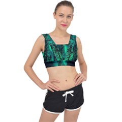 Aurora Northern Lights Celestial Magical Astronomy V-back Sports Bra by Jancukart