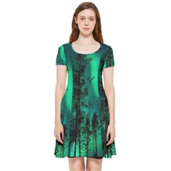 Aurora Northern Lights Celestial Magical Astronomy Inside Out Cap Sleeve Dress by Jancukart