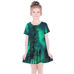 Aurora Northern Lights Celestial Magical Astronomy Kids  Simple Cotton Dress by Jancukart