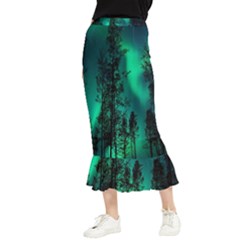 Aurora Northern Lights Celestial Magical Astronomy Maxi Fishtail Chiffon Skirt by Jancukart