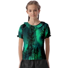 Aurora Northern Lights Celestial Magical Astronomy Kids  Frill Chiffon Blouse