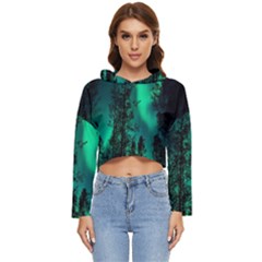 Aurora Northern Lights Celestial Magical Astronomy Women s Lightweight Cropped Hoodie