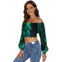 Aurora Northern Lights Celestial Magical Astronomy Long Sleeve Crinkled Weave Crop Top View2