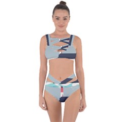 Lighthouse Ocean Nautical Sea Minimal Minimalist Bandaged Up Bikini Set  by Pakemis