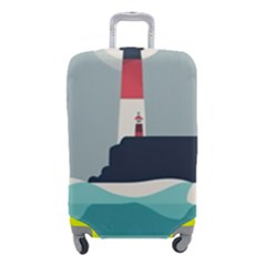 Lighthouse Ocean Nautical Sea Minimal Minimalist Luggage Cover (small) by Pakemis