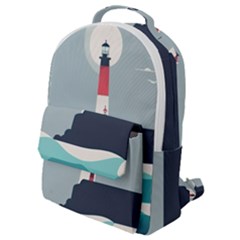 Lighthouse Ocean Nautical Sea Minimal Minimalist Flap Pocket Backpack (small) by Pakemis