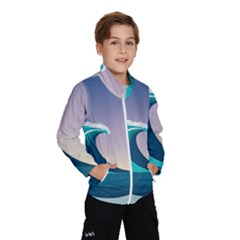 Tsunami Tidal Wave Wave Minimalist Ocean Sea 4 Kids  Windbreaker by Pakemis