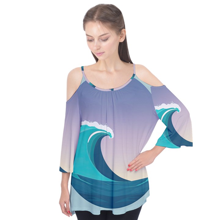 Tsunami Tidal Wave Wave Minimalist Ocean Sea 4 Flutter Tees