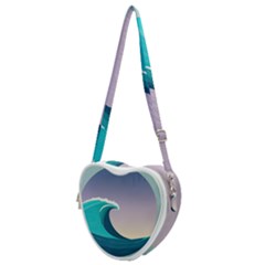 Tsunami Tidal Wave Wave Minimalist Ocean Sea 4 Heart Shoulder Bag by Pakemis