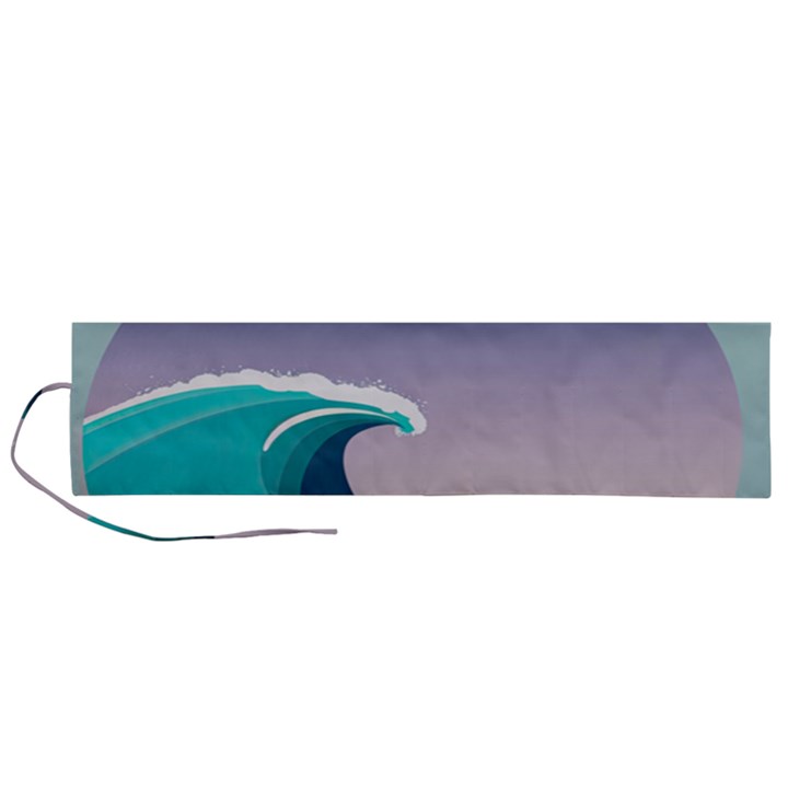 Tsunami Tidal Wave Wave Minimalist Ocean Sea 4 Roll Up Canvas Pencil Holder (L)